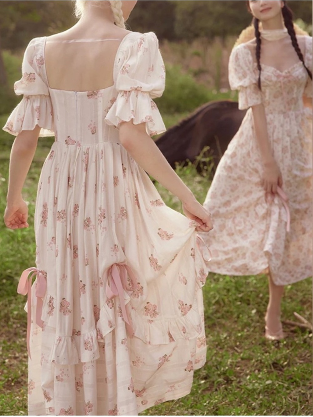 LACEMADE Pink Floral Cottagecore Maxi Dress XS Romantic Coquette - Picture 4 of 13